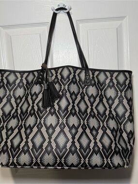 Cinda B London Tote Bag with Tassel and Python Deisgn